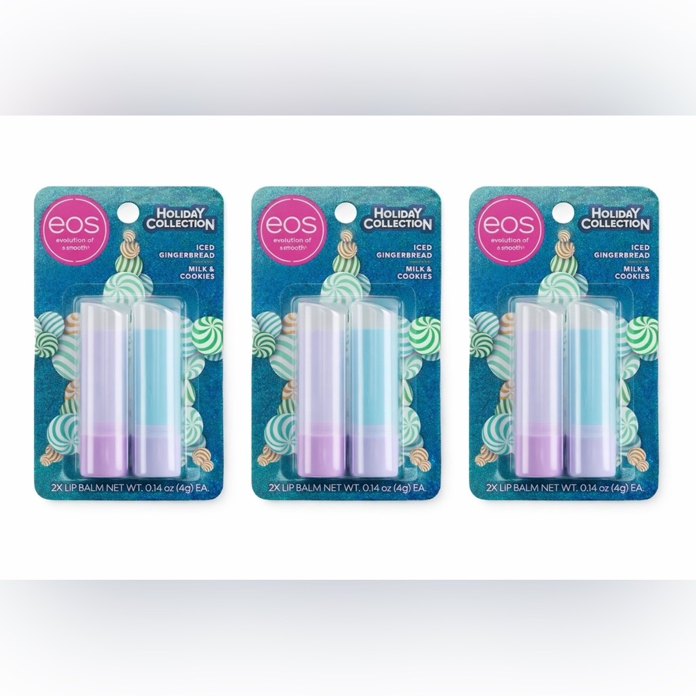 eos Holiday Lip Balm 6-Pack Iced Gingerbread Milk Cookies Limited Edition NIP